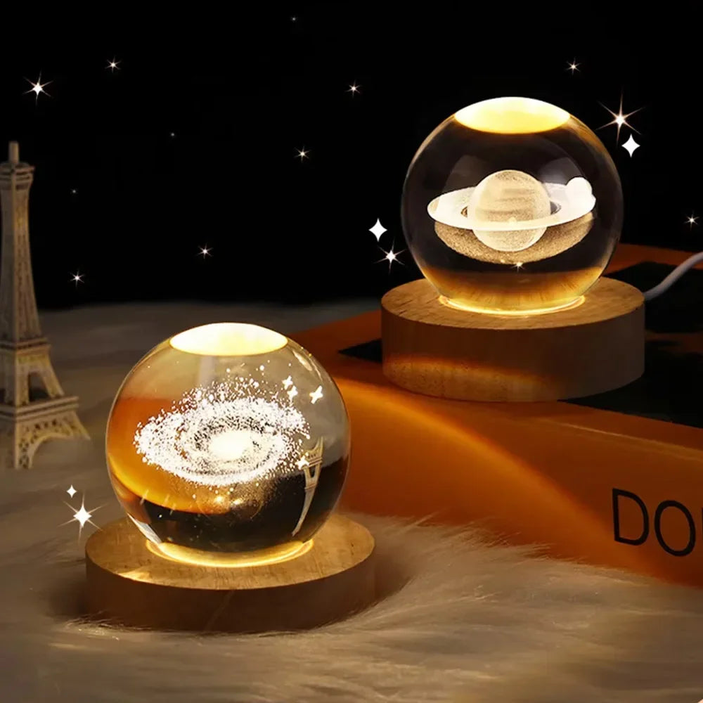 "Planetary Glow" 3D Crystal  Ball Night Light