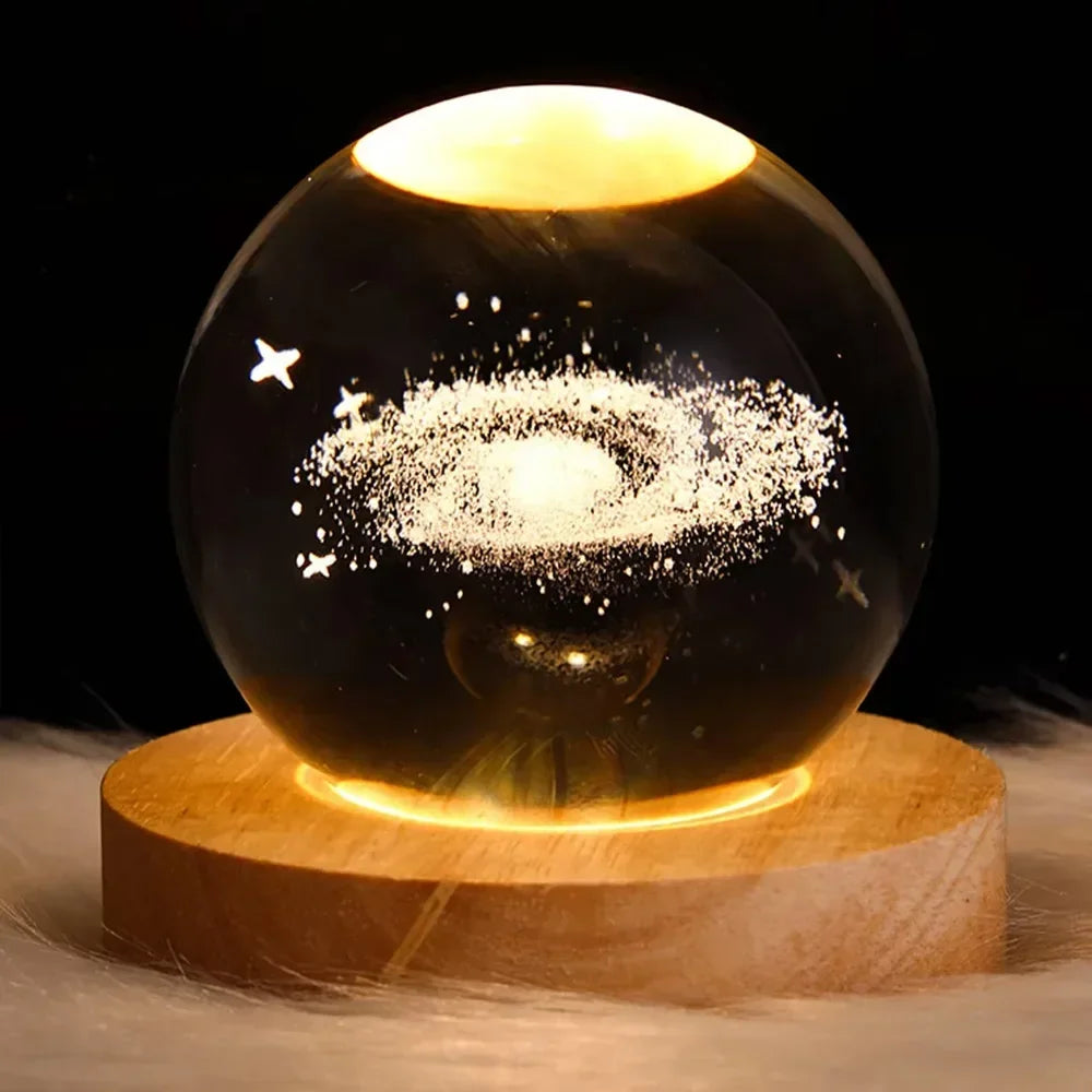 "Planetary Glow" 3D Crystal  Ball Night Light